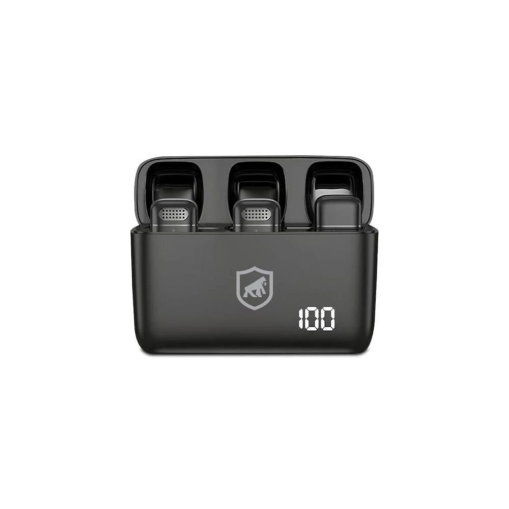 Microfone de Lapela sem Fio Gshield Survivor com Adaptador Lightning Preto 1 Unidade