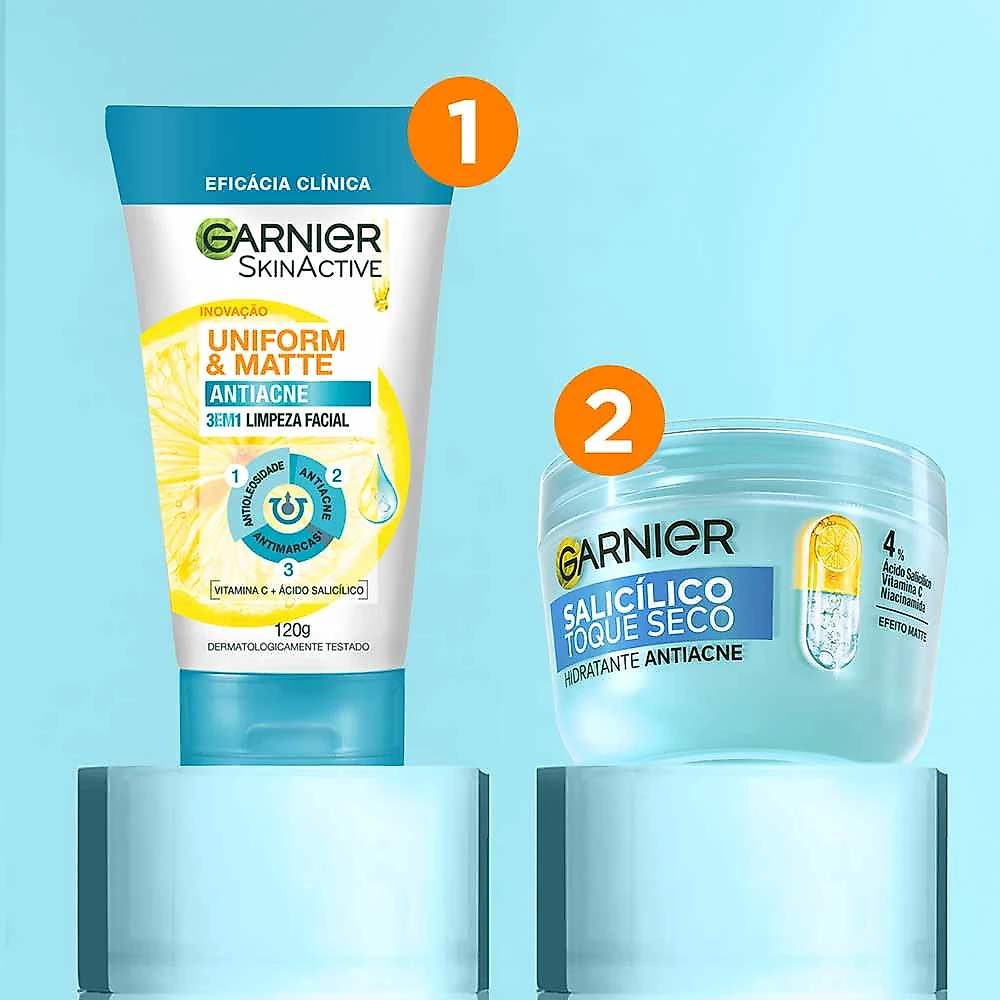 Garnier Skin Antiacne Kit - Hidratante Facial + Sabonete Facial 3 em 1 Kit