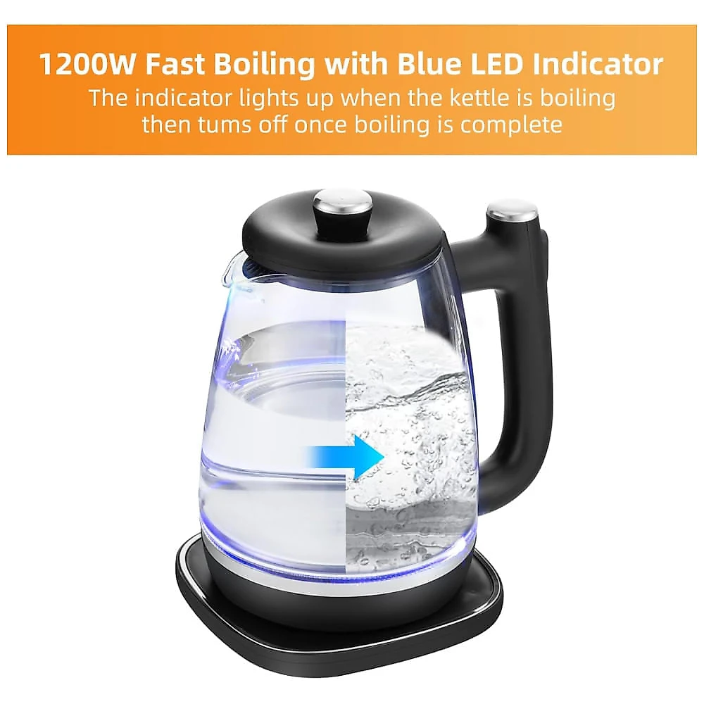 Chaleira Elétrica Panana, 1,8L, 1200W, Tampa Interna de Aço Inoxidável Removível para Limpeza Fácil, Desligamento Automático, Livre de BPA