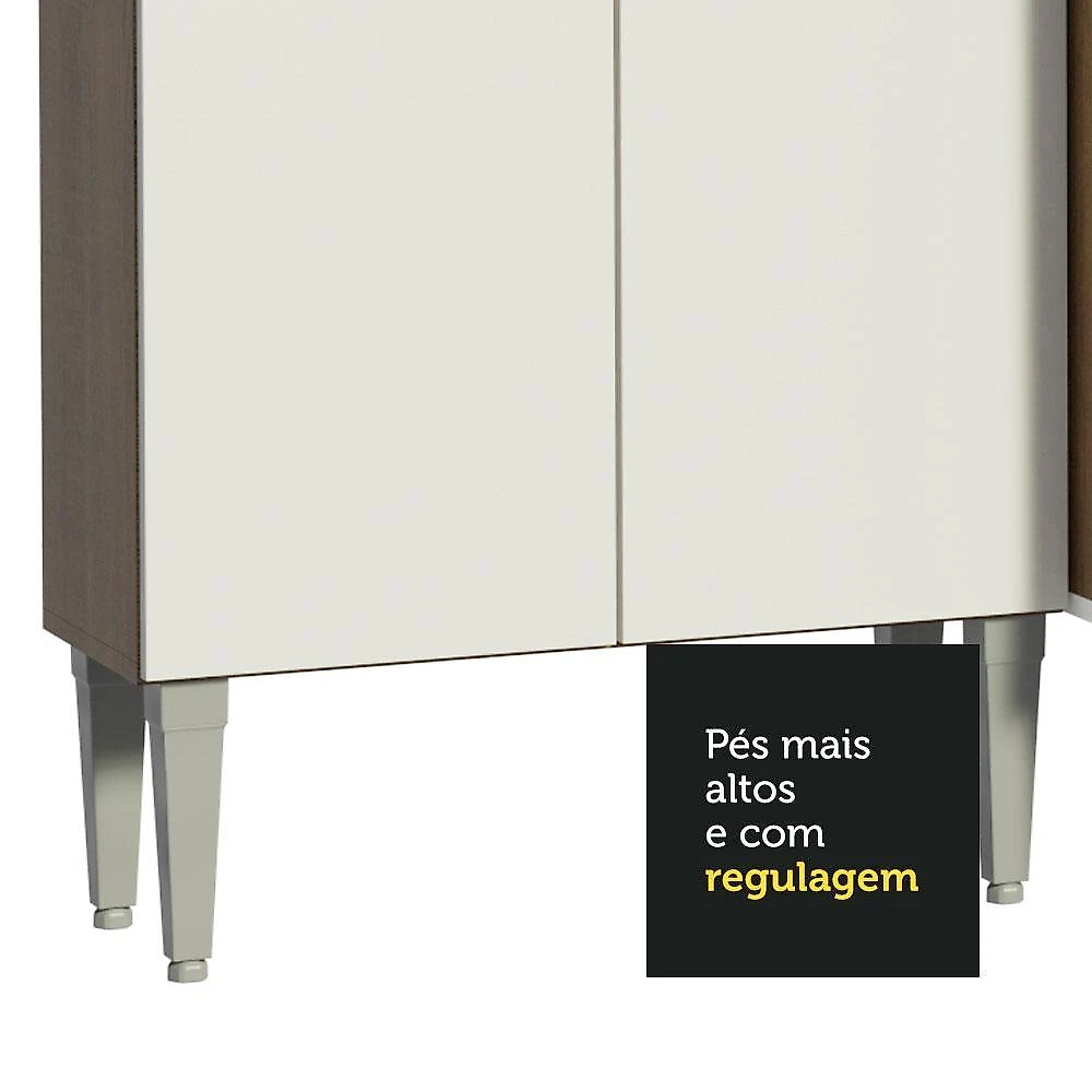 Cozinha completa de canto reto madesa emilly sun com armário e balcão 11 portas 1 gaveta - rustic/branco