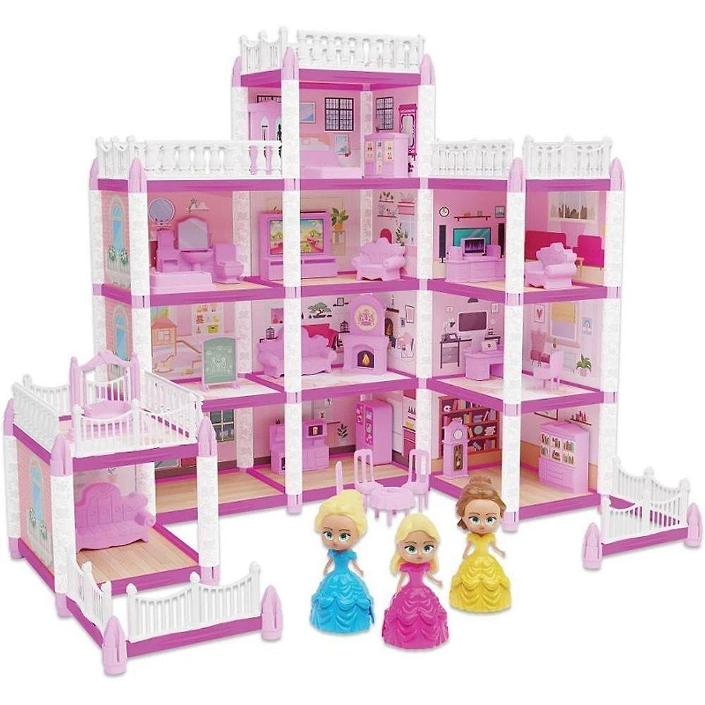 Casinha de Boneca Castelo da Princesa 240 Peças com 3 Bonecas GGB Plast
