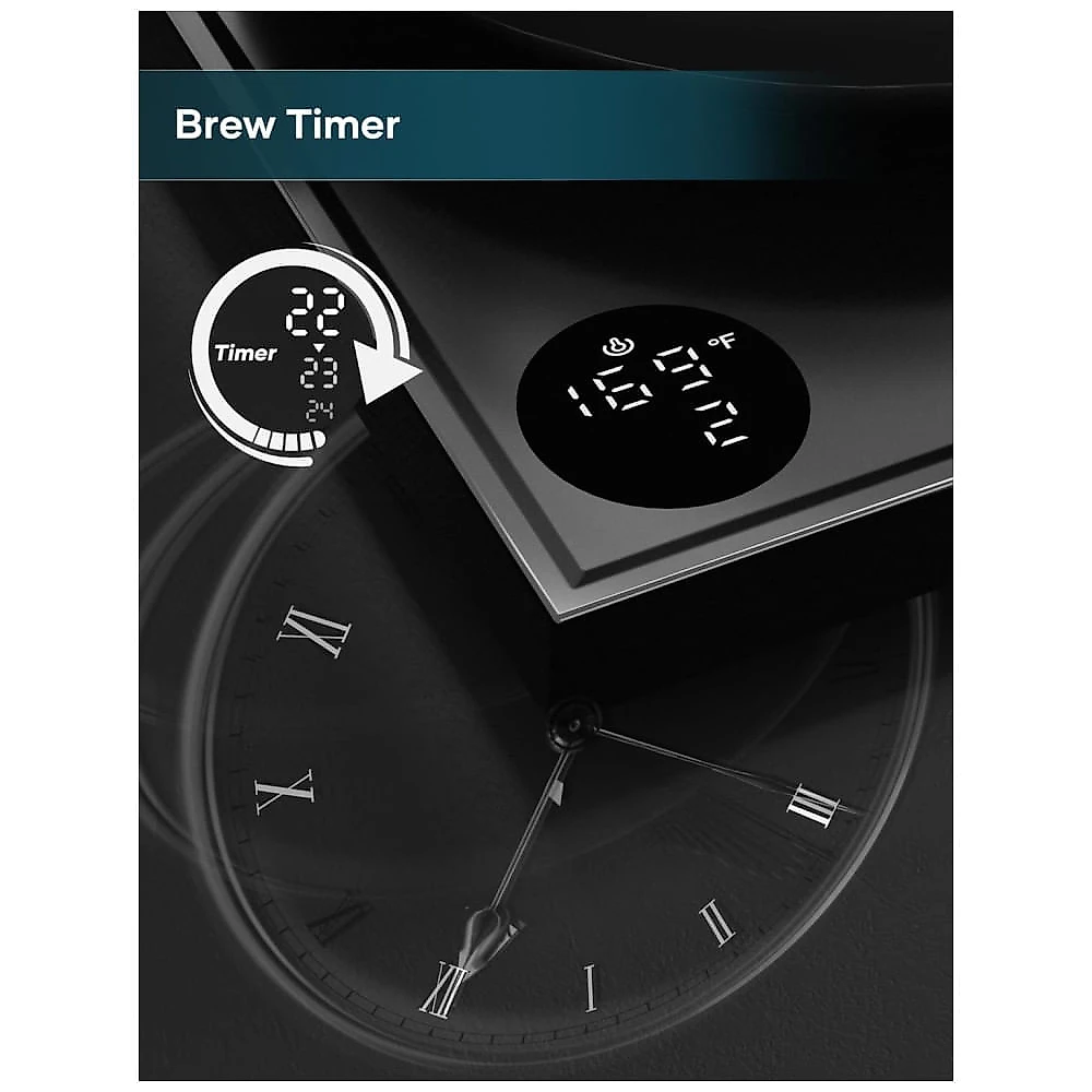 Chaleira Elétrica INTASTING Gooseneck, Controle de Temperatura, Aço Inoxidável, Aquecimento Rápido, 0.9L Preto Brilhante