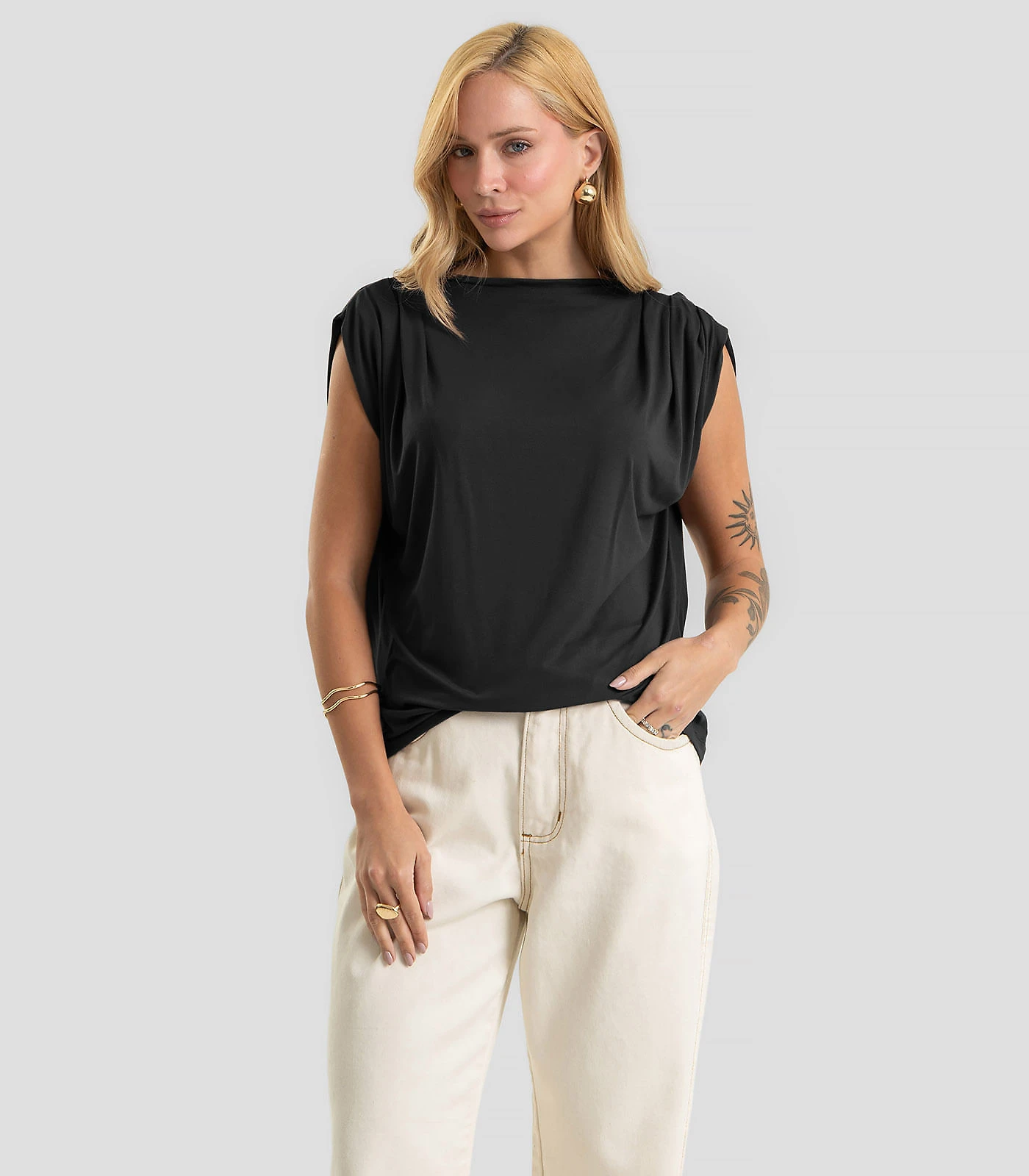 Blusa Feminina Gola Chaminé Visco Premiere Dianna Preto