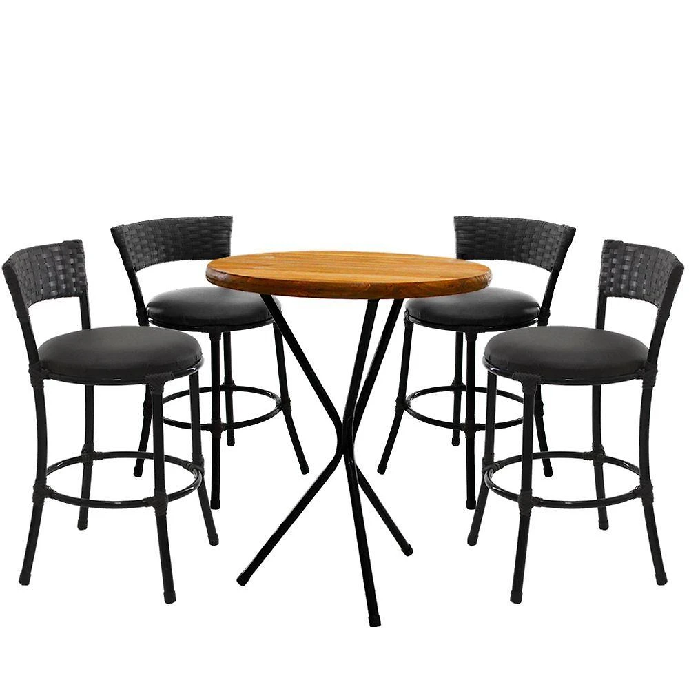 4 Banquetas Forts Baixa Fibra Alumínio Com Bistrô Preto