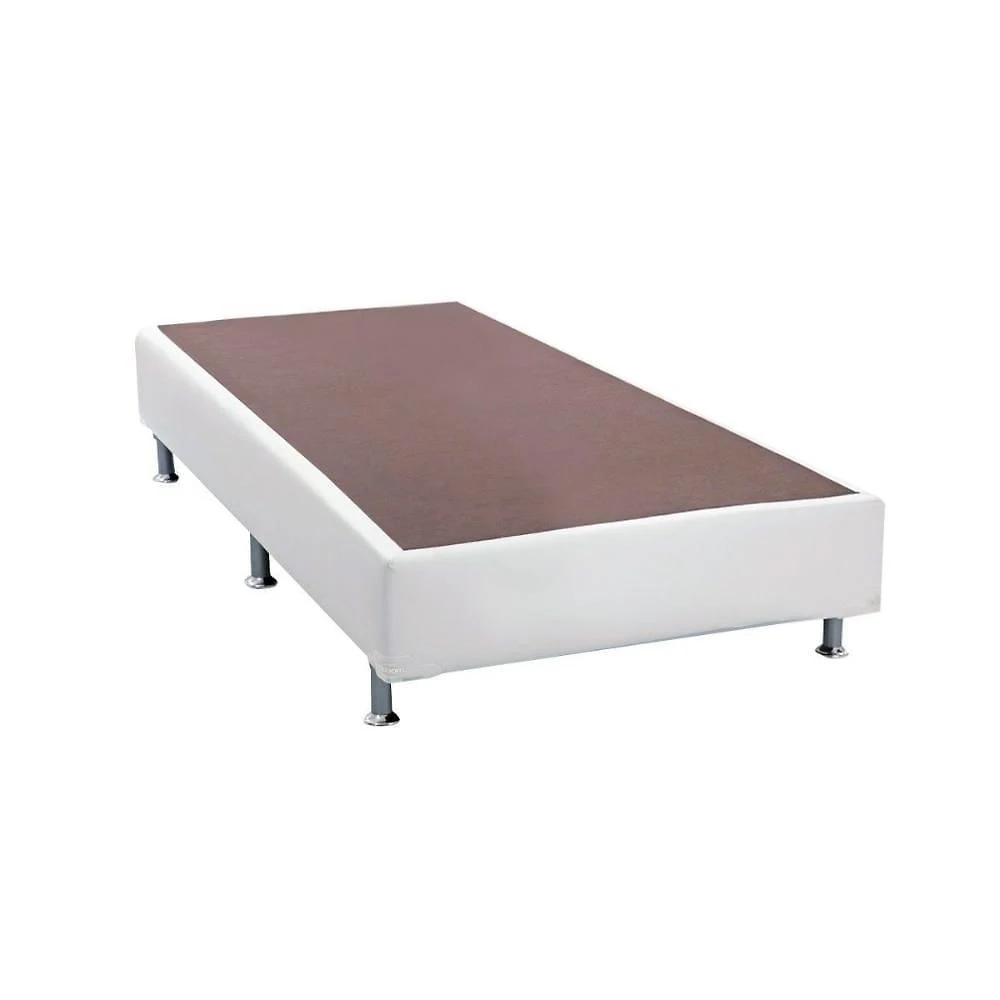 Cama Box Base Viúva Corano White Madeira Courino Branco Ortobom