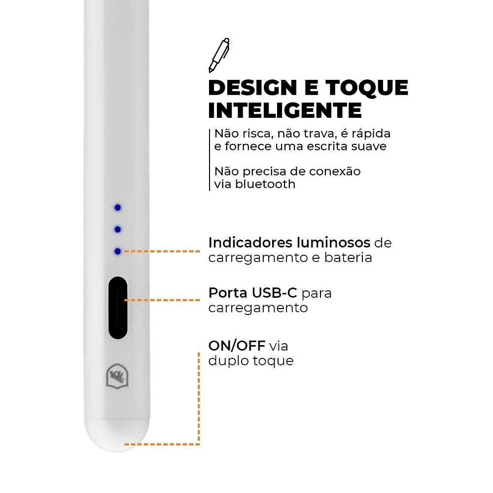 Caneta Touch Capacitiva Pro para iPad com Palm Rejection e traço adaptável - Gshield