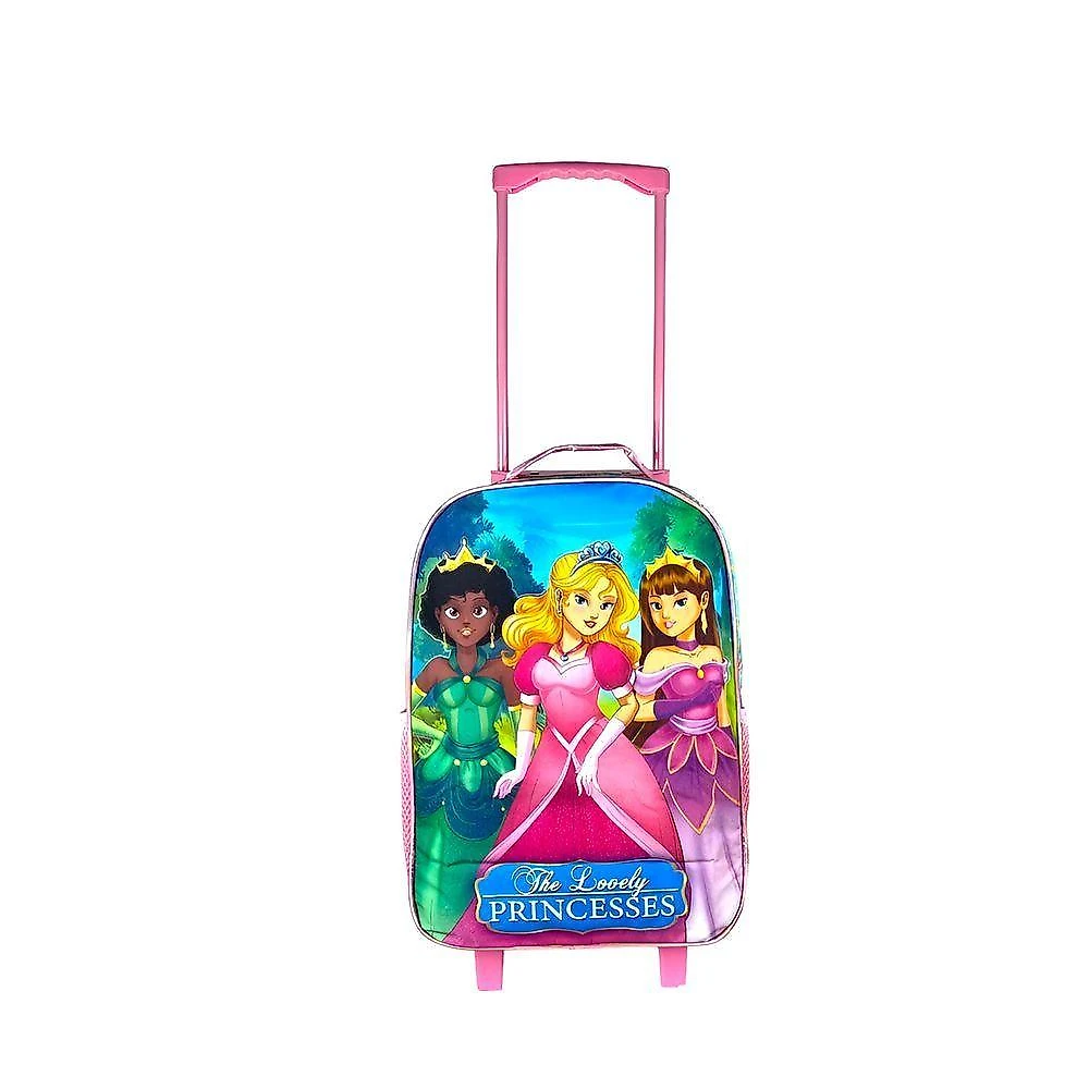 Kit Mochila Escolar de Rodinhas GXM com Lancheira Térmica e Estojo Princesa Rosa