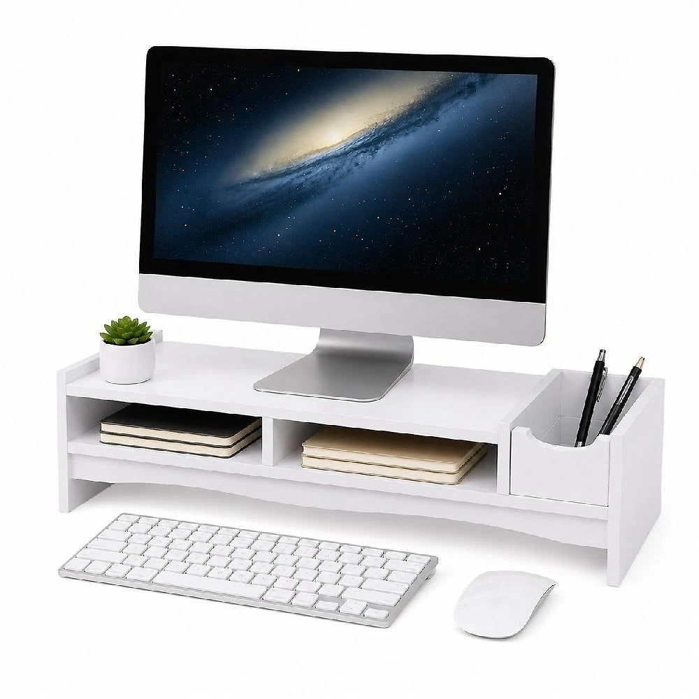 Suporte para Monitor com Gavetas Organizadoras Branco Yeet