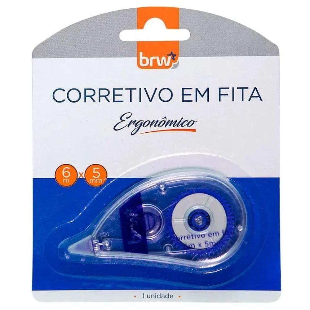 Corretivo em Fita BRW CF1002 com Corpo Translúcido 6MX5MM Blister com 1 Unidade