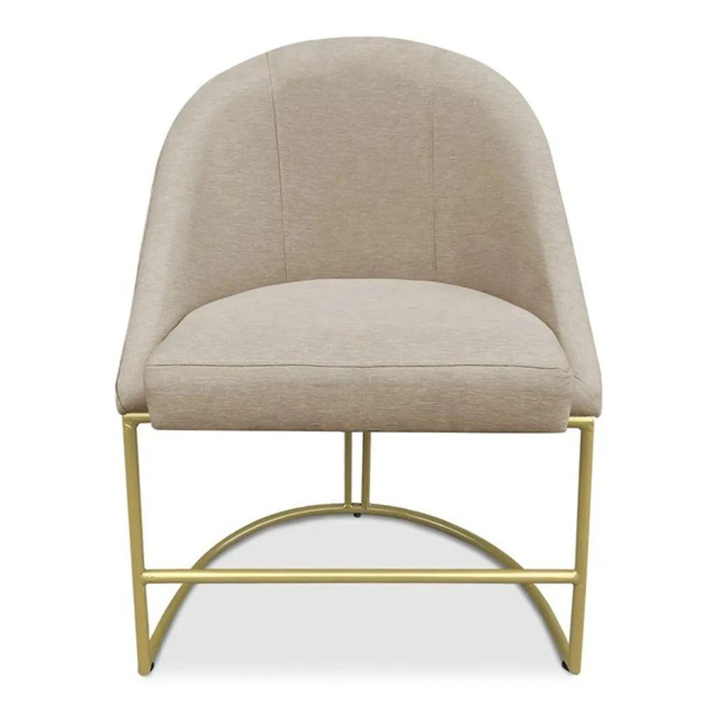 Cadeira Poltrona De Jantar Bela Base Metálica Industrial Dourado Sala Recepção Escritório Veludo Bege Do Lar Móveis