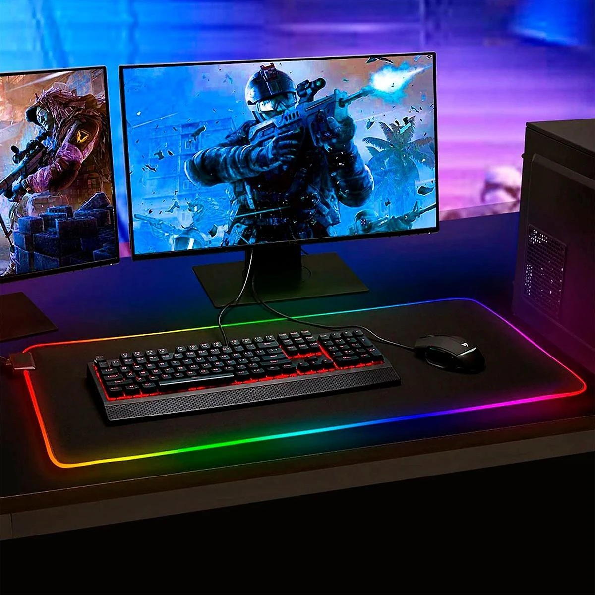 Miniatura Mouse Pad Gamer Preto Grande 80X30Cm