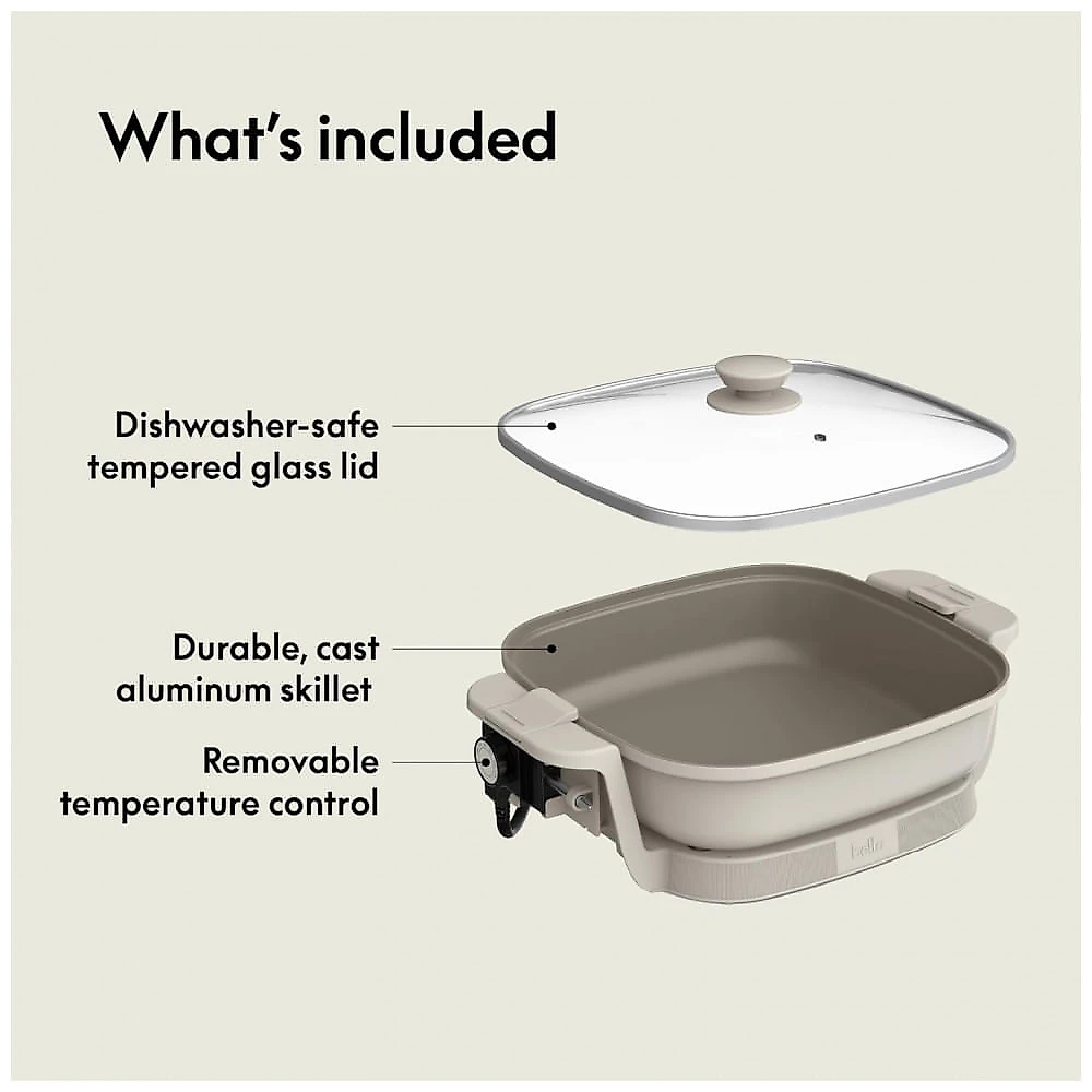 BELLA Make Take Panela Elétrica Antiaderente com Revestimento Cerâmico, Controle de Temperatura Ajustável, 1200W