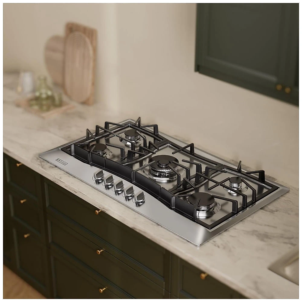 Cooktop a Gás Empava E-36GC61-GX 36 Polegadas 5 Bocas Seladas SABAF Aço Inox LPG/GN Conversível 120V