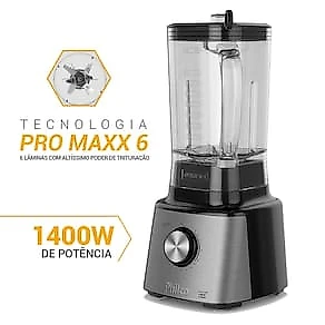 Liquidificador Philco PLQ2100PI Turbo Preto 1400W com 12 Velocidades - Preto/Inox 110V