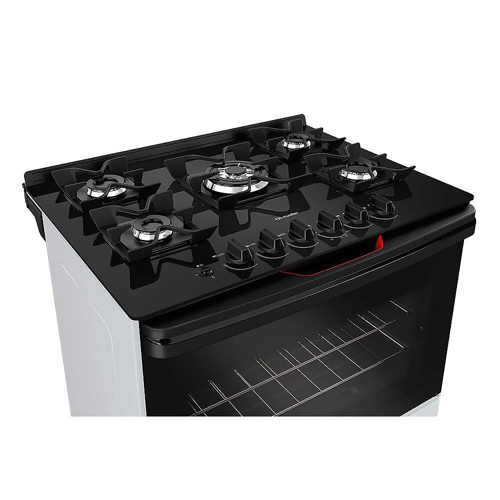 Fogão a Gás 5 Bocas Mueller, Bivolt, Mesa de Vidro MFV5BF Branco - 004487/2015 - Bivolt