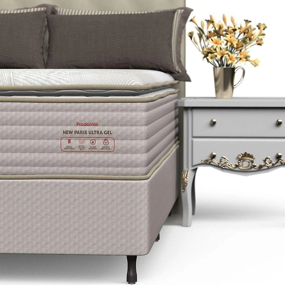 Conjunto Box Solteiro Mola Ensacada Prodormir New Paris
