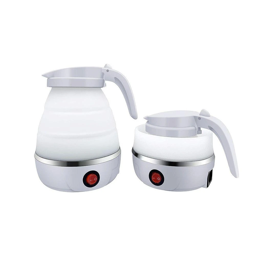 Chaleira Eletrica Dobravel Jarra Bule Silicone 600w 220V 600ml Portatil Branco
