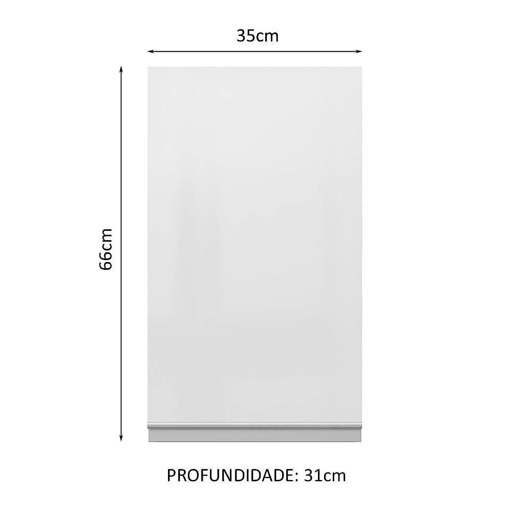 Armário Aéreo 100% Mdf 35 Cm 1 Porta Branco Brilho Acordes Madesa Branco
