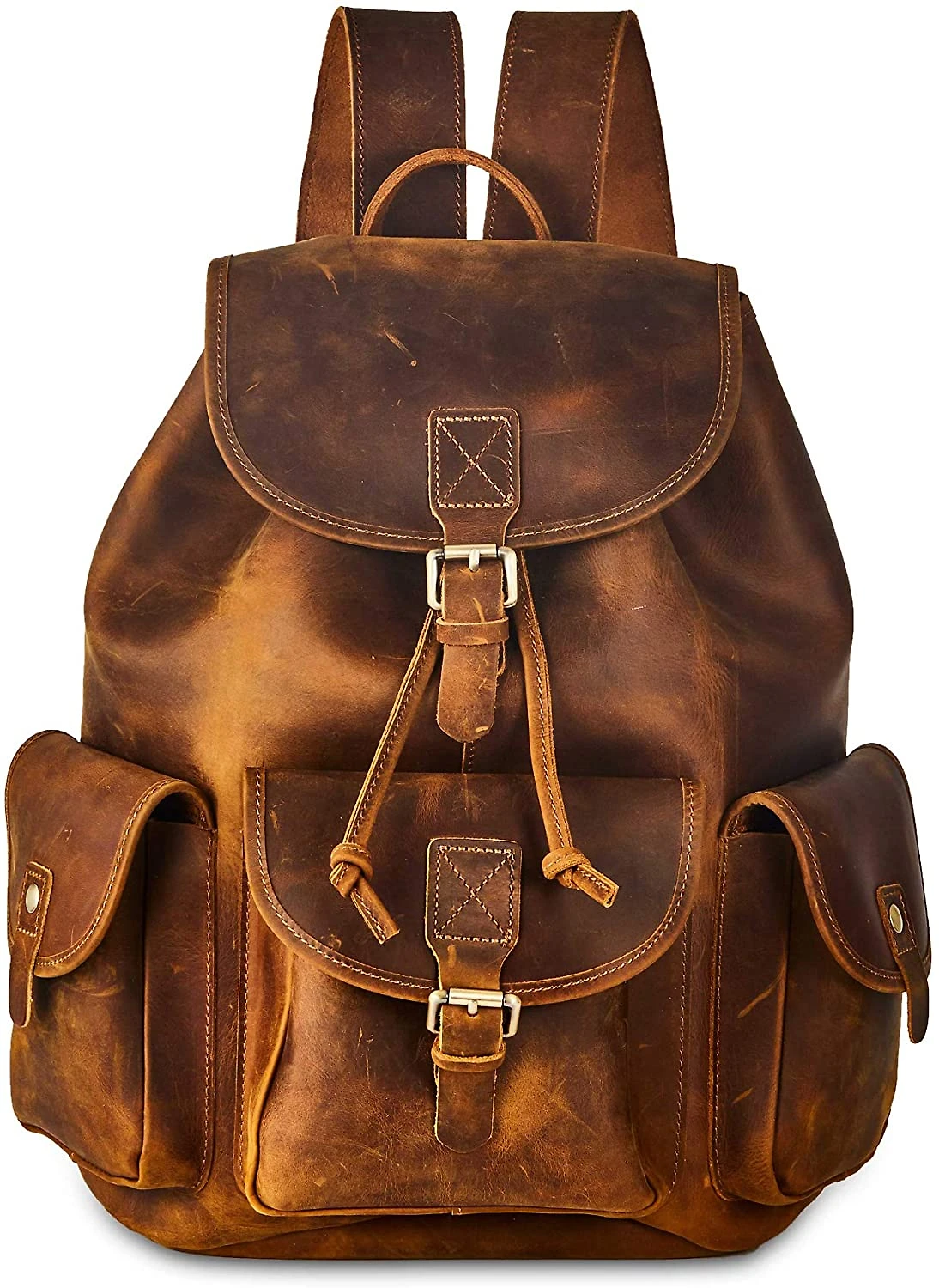 BRASS TACKS Mochila Vintage de Couro GenuínoMasculina