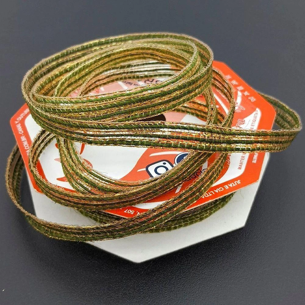 Fita de Juta Juta Natalina 10MM X 10M com Detalhe Dourado Verde Kit 8 Rolos Outras Marcas