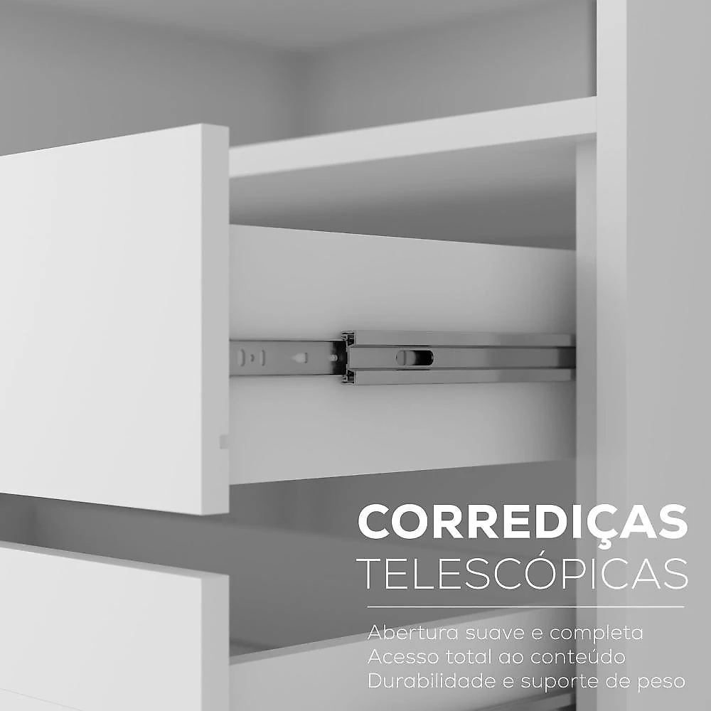 Closet Casal 100% Mdf Bp 237cm 3 Gavetas Monreale Preto