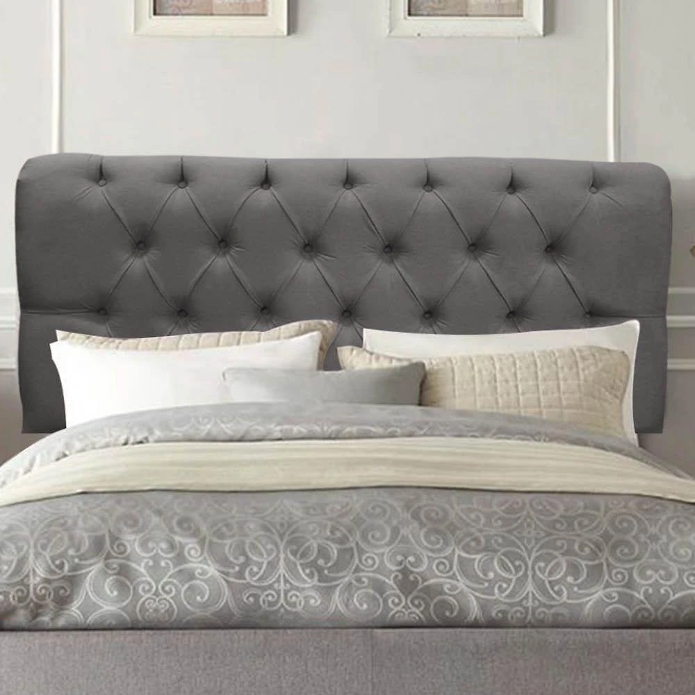 Painel Cabeceira Estofada Paris 195cm Cama Box King Suede Cinza Escuro- Mabe Magazine
