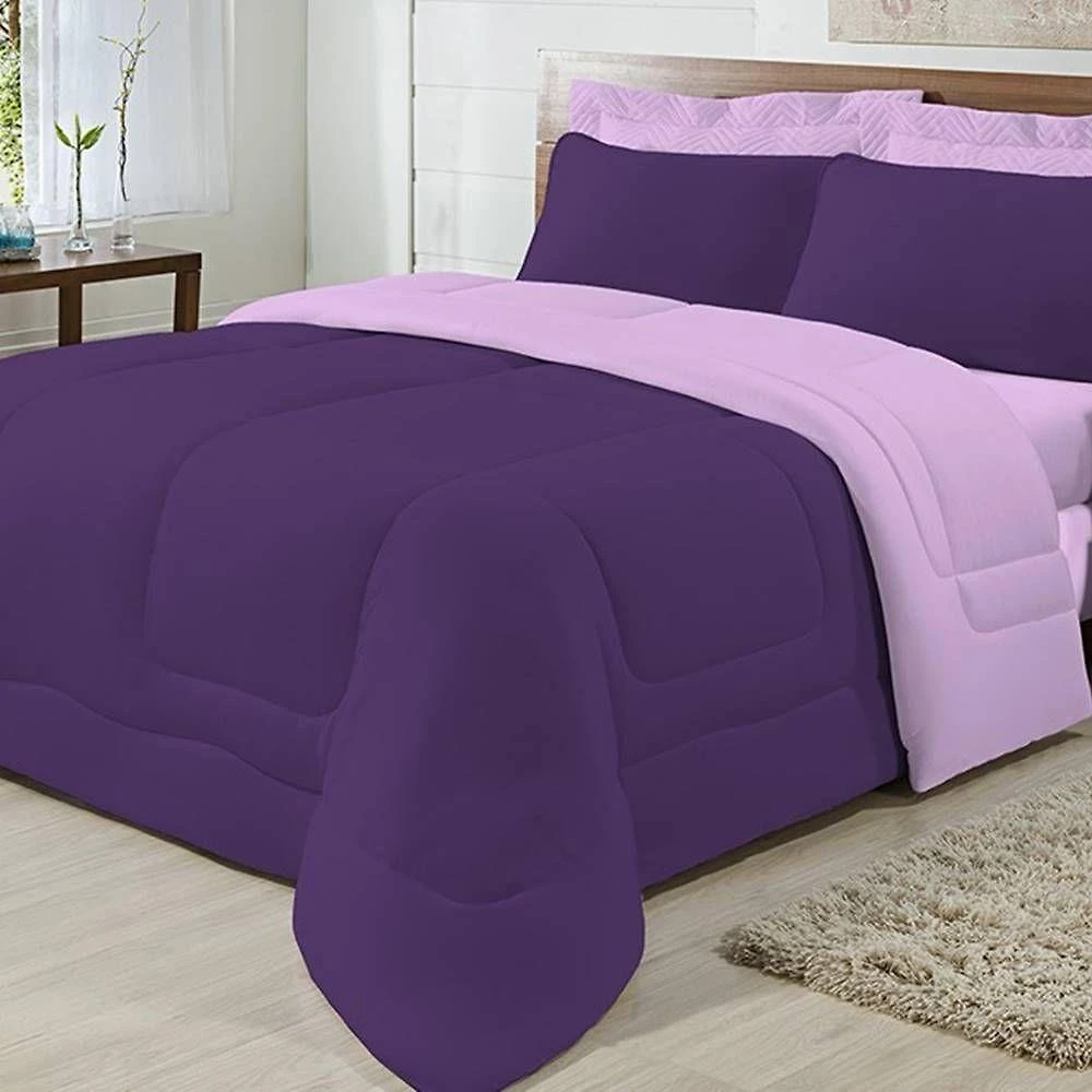 Edredom Dupla Face 100% Algodão Malha Queen Gran Moratta 01 Peça - Roxo- Lilas