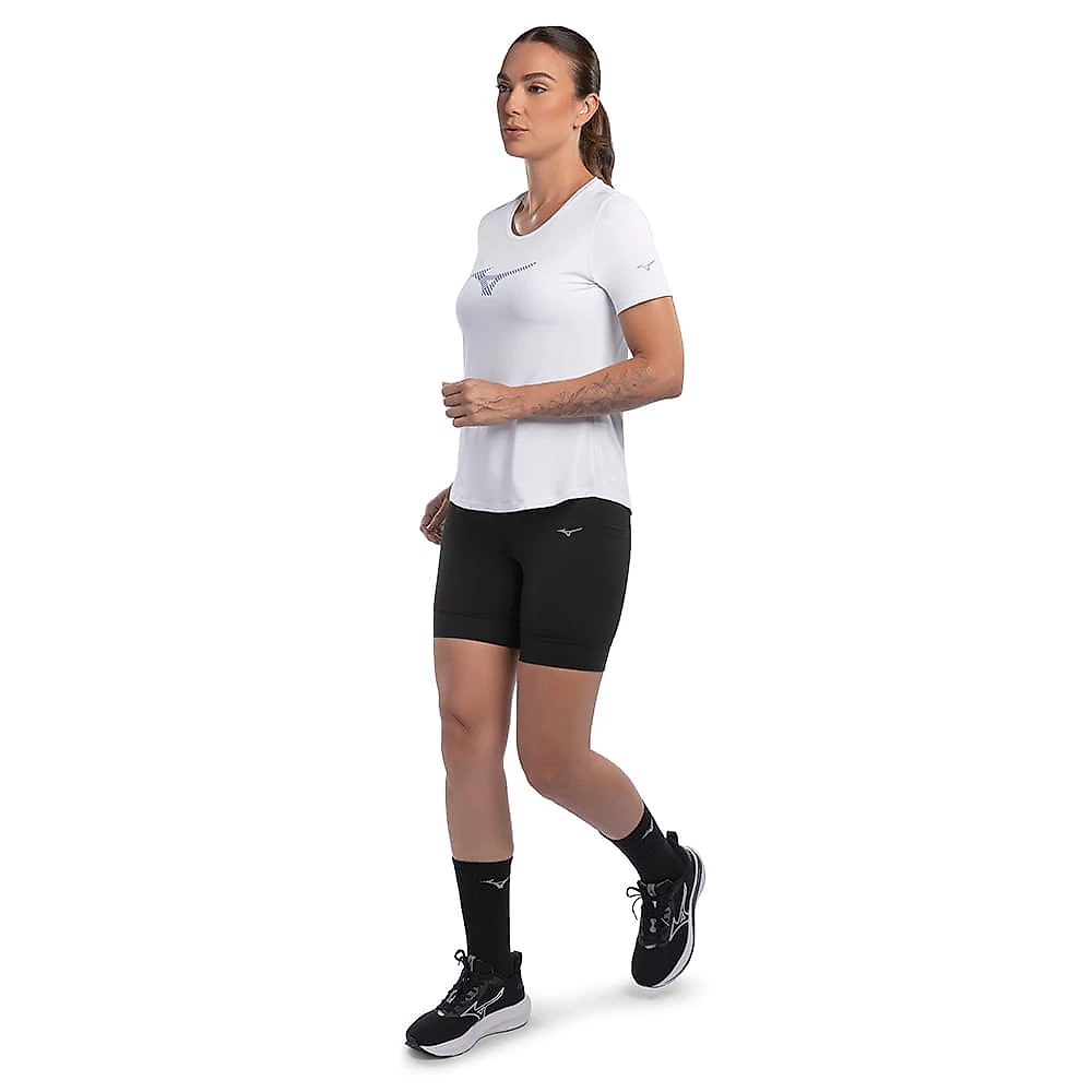 Camiseta de Corrida Feminina Mizuno Focus Stamp G Branco