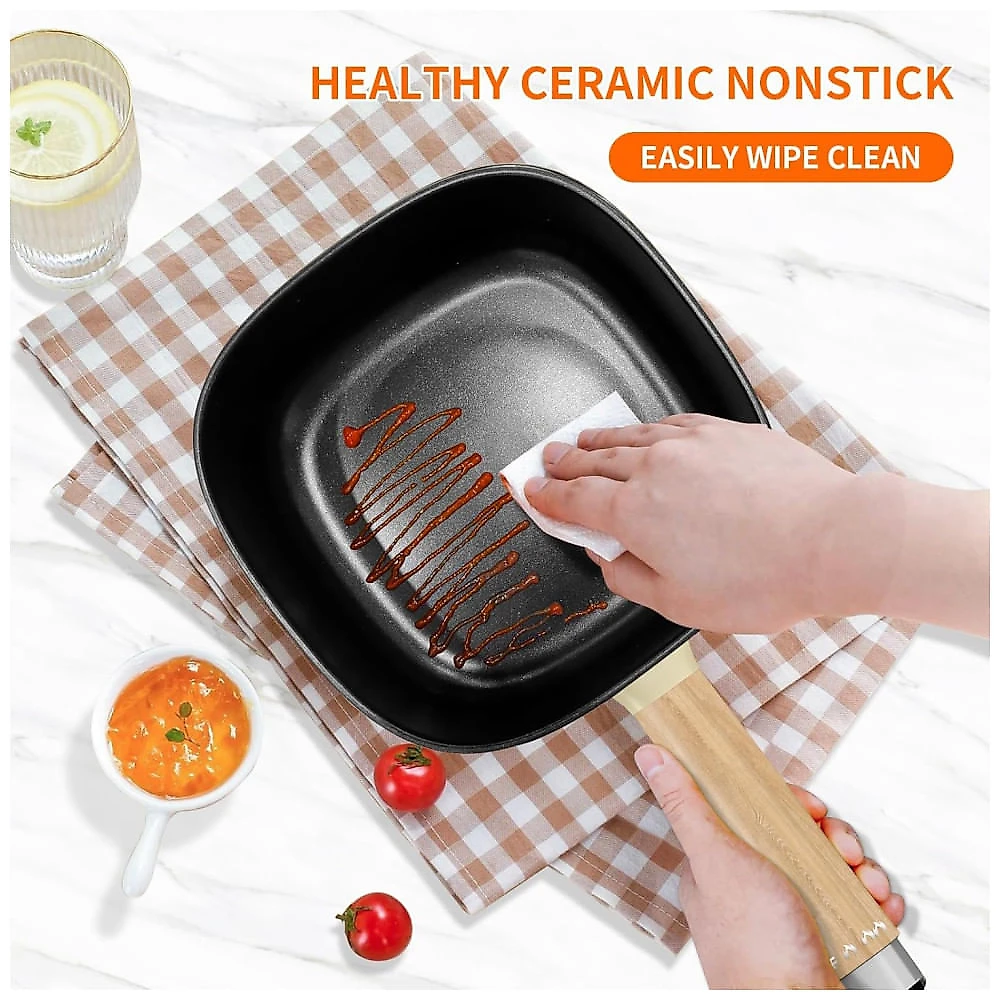 Panela Elétrica Audecook 2 Litros com Frigideira Cerâmica 20cm, Fogão Portátil para Ramen, Bife, Arroz, Aveia e Sopa