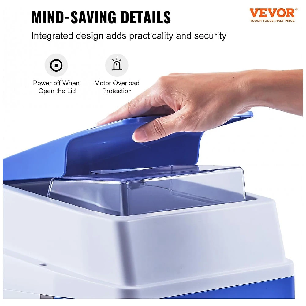 Máquina de Raspadinha Triturador de Gelo VEVOR 265 lbs/h Lâminas Inox 650W Frozen 110V