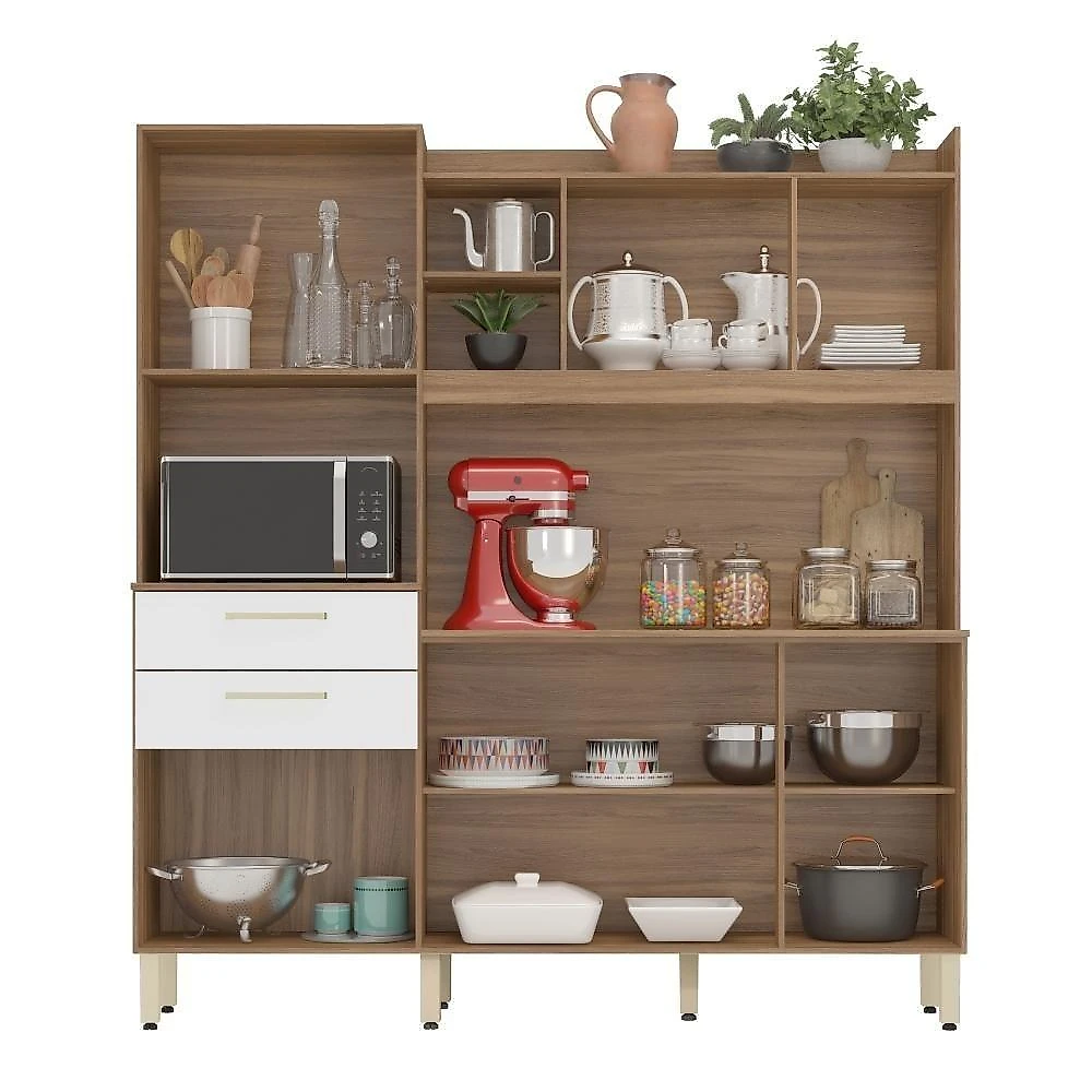 Armário Balcão Cozinha Completa Nina 6 Portas 4 Prateleiras MDP 178CM Amendola Branco webcontinental-7901034160407