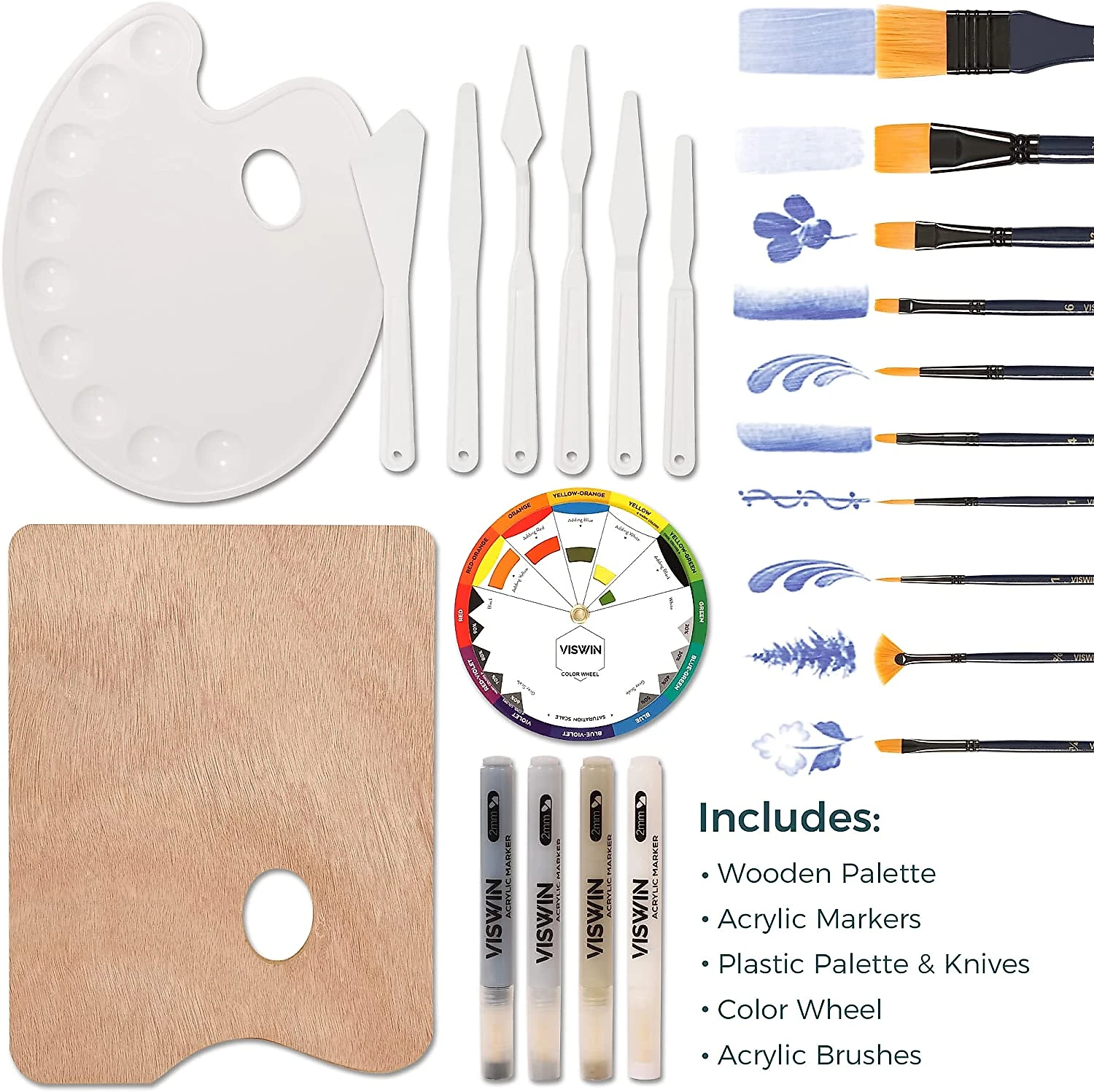 VISWIN Kit de Pintura Conjunto Artístico com 60 Peças Inclui 2 3 Tintas