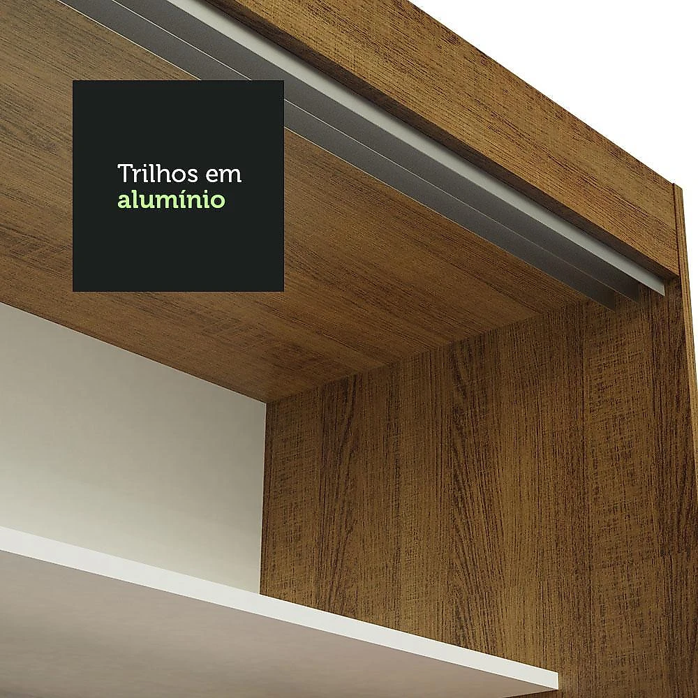 Guarda-roupa casal madesa austin 4 portas de correr 3 gavetas rustic