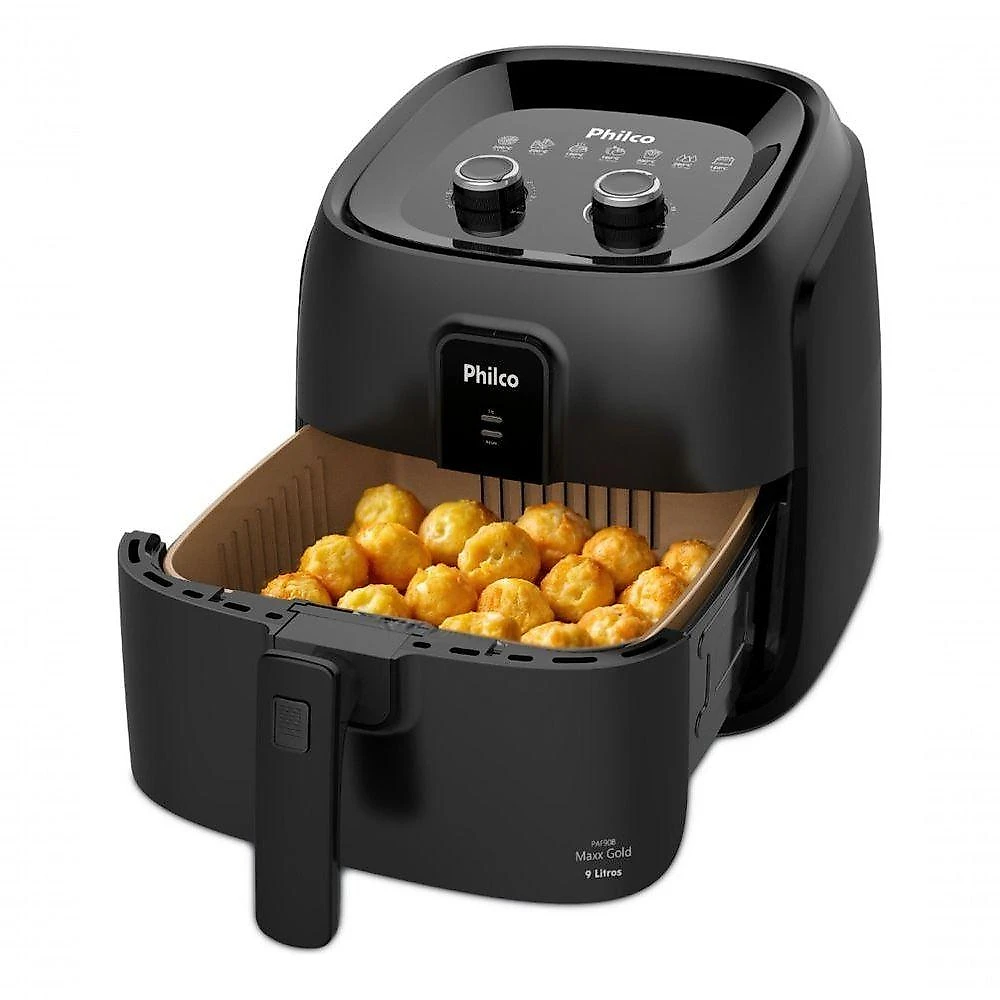 Fritadeira Elétrica Air Fryer PAF90B 9L 2000W com Cesto Quadrado Gold para Fritar Assar Grelhar
