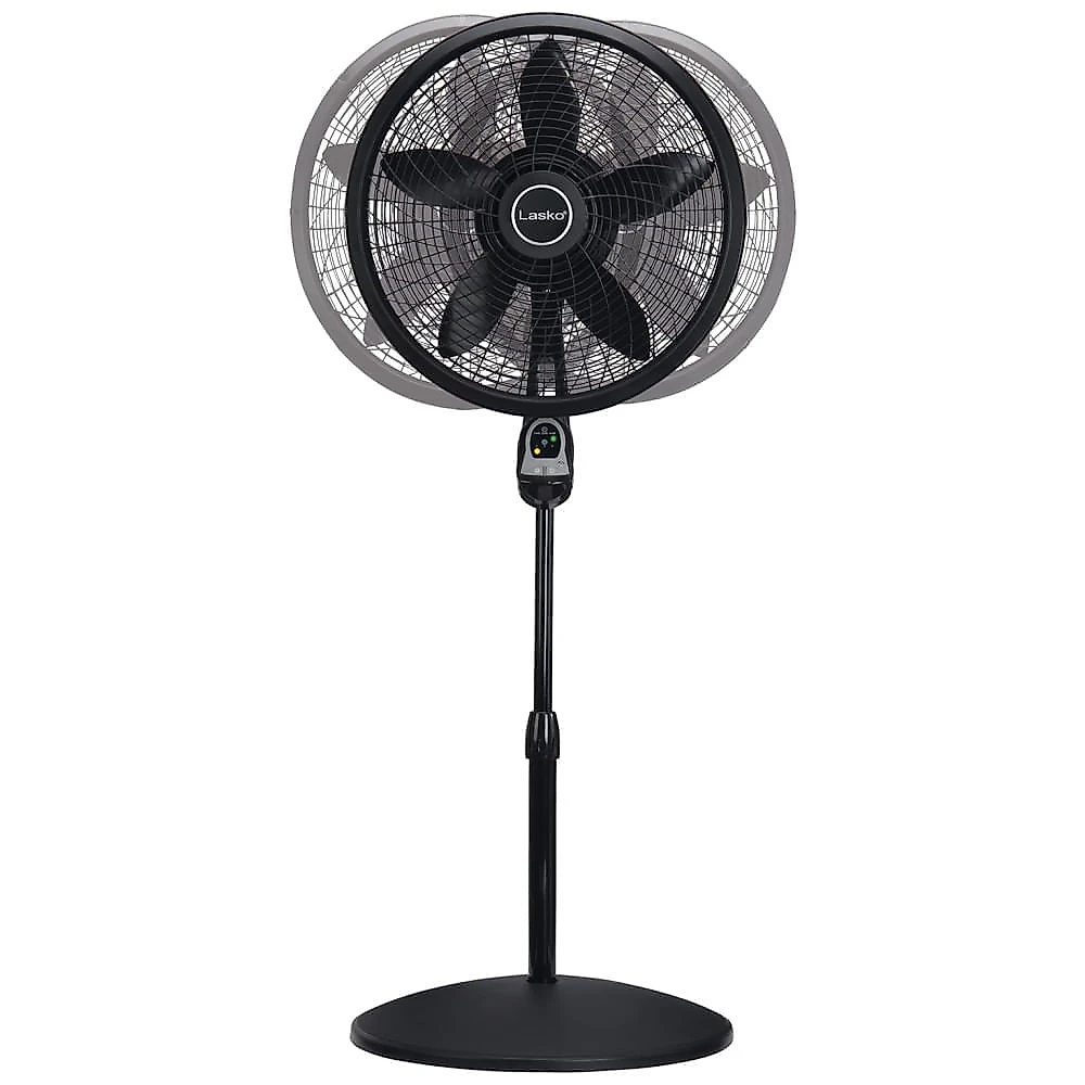 Ventilador Pedestal Oscilante com Altura Ajustável, Controle Remoto, Temporizador e 3 Velocidades, 110V 60W, Lasko, Preto 110v