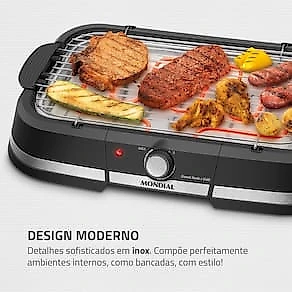 Churrasqueira Elétrica Mondial Grand Steak & Grill CH-08-BI Inox Preta 110V