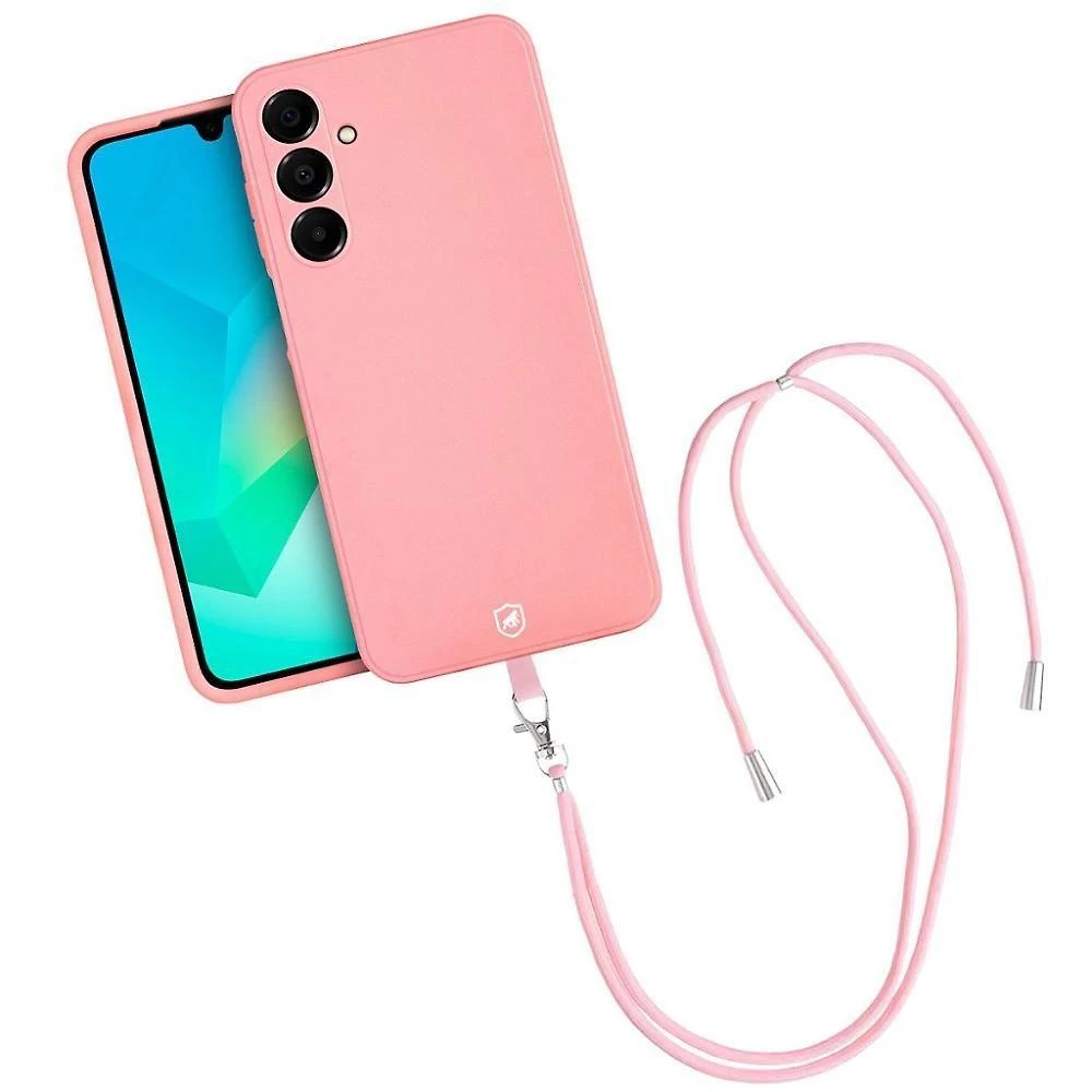 Kit Capa Silicon Veloz Para Samsung Galaxy A16 5g + Cordão Phone Strap Flex - Rosa - Gshield