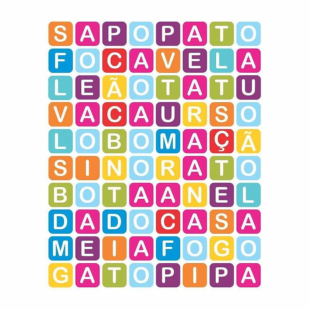 Jogo Pedagógico Formando Palavras Estimula Aprendizado com Letras e Bases de Madeira 80PEÇAS