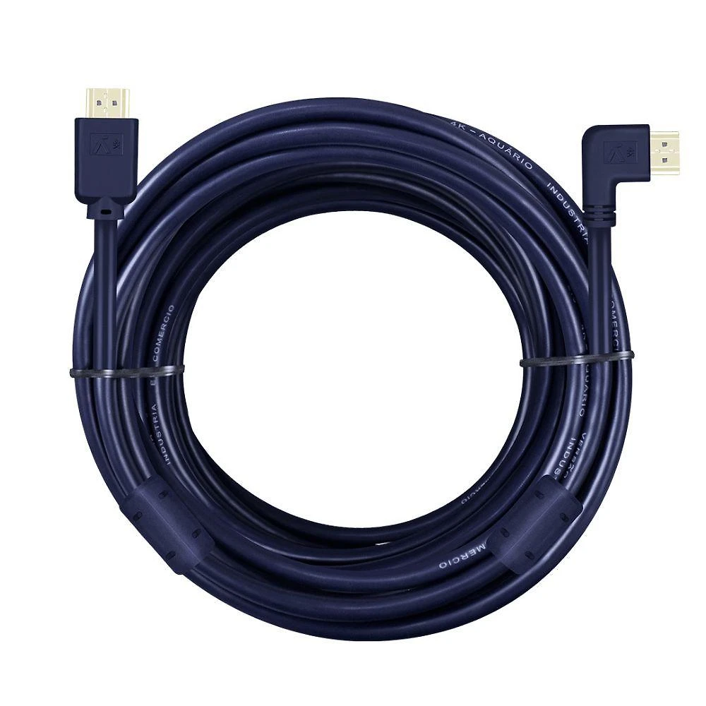 Cabo Hdmi Aquário 4k910 para Áudio e Vídeo 4k com Conector 90 graus  Hdr Ready 10m