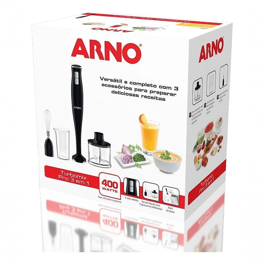 Mixer 3 em 1 Turbomix Pro 3 em 1 400W 2 Velocidades Preto 110V