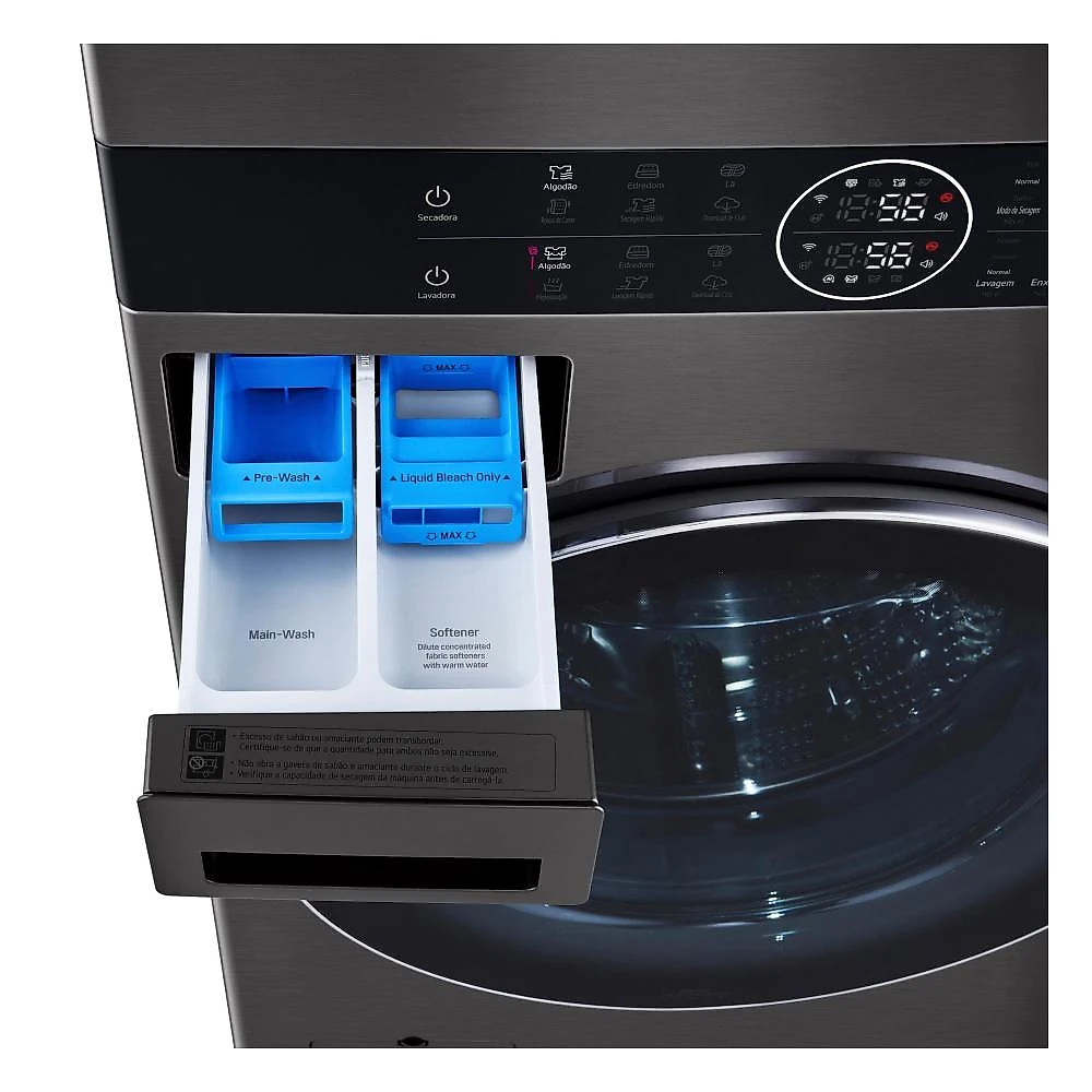 Lavadora e secadora elétrica smart lg washtower wk17bs6a 17 kg aço escovado preto com inteligência artificial aidd - 220v