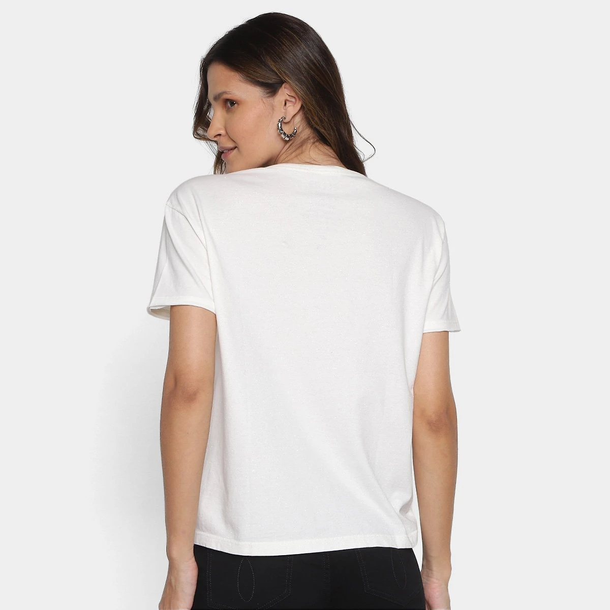 Miniatura Camiseta Ellus Glitter Feminina Off White - G