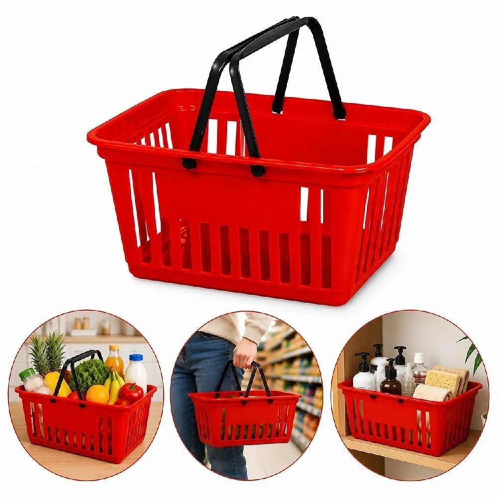 Cesta de Compras Plastica Reforcada com Alca Ergonomica Multiuso Mercado Feira Lojas Hortifruti
