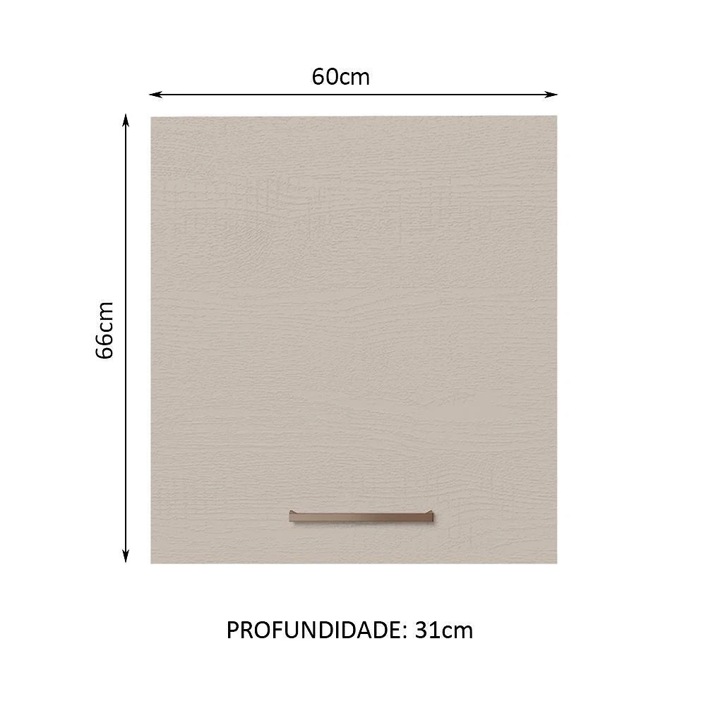Armário de cozinha aéreo 60 cm 1 porta rustic/crema agata madesa