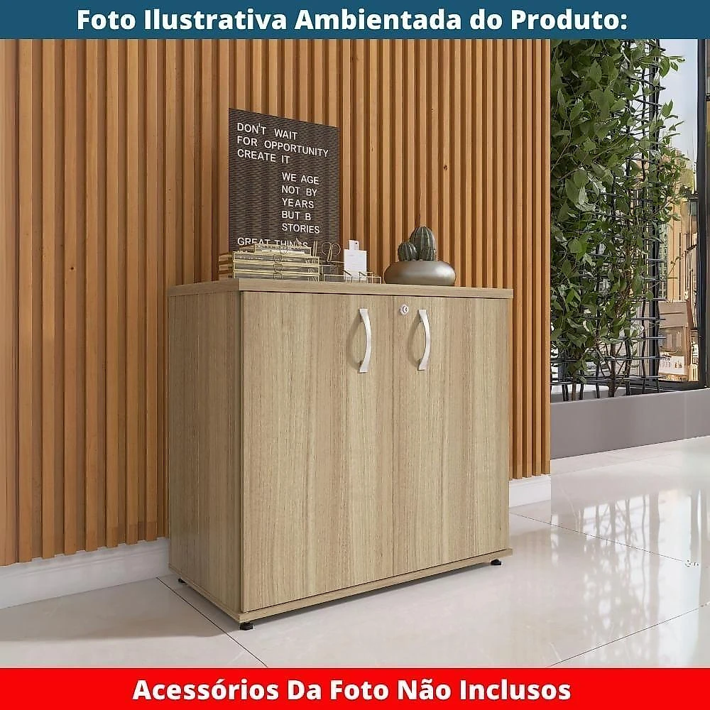 Armário Baixo P25 Pandin 80 Cm (largura) Em Mdp Cor Noce Naturalle Com 2 Portas E Prateleira