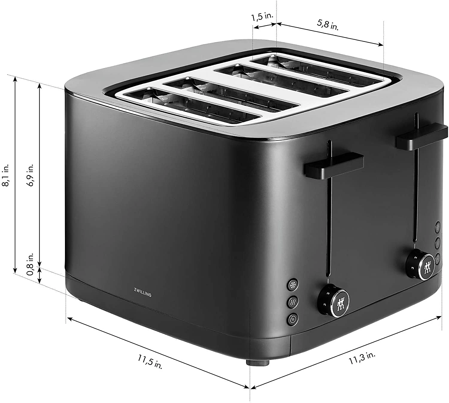 Zwilling Torradeira de 4 Fatias com 7 Níveis de Tostagem 110V Preta