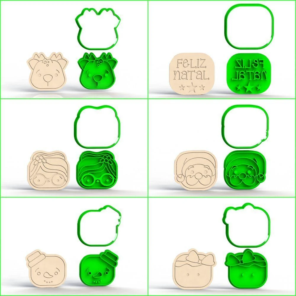 Cortador Kit Biscoitos Natal Cute 6 Modelos (corta E Marca) Tamanho 8 Cm