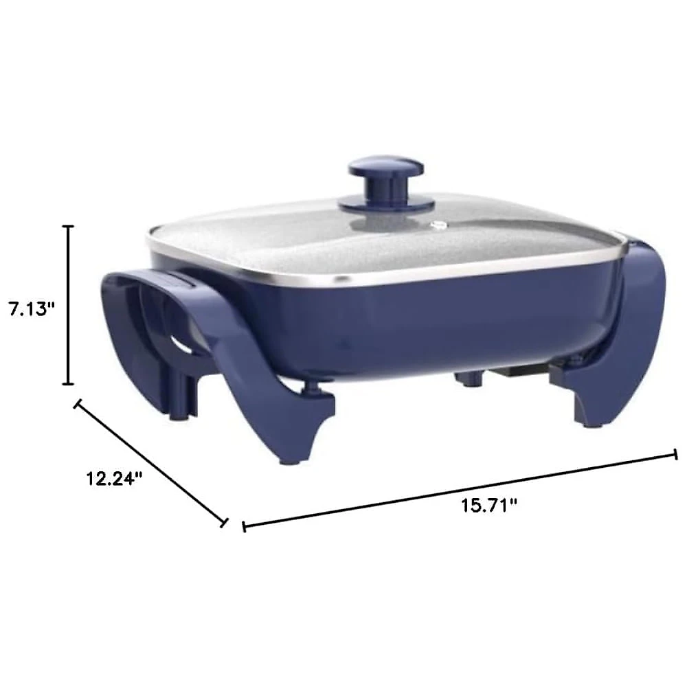 Frigideira Elétrica GreenLife 30cm 5 Litros Quadrada, Tampa de Vidro Ventilada, Revestimento Cerâmico Livre de Substâncias Nocivas, Controle de