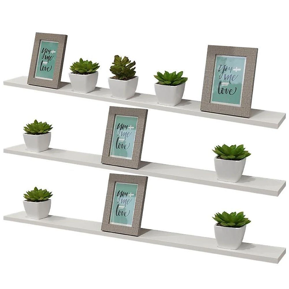 Prateleira Kit 3 100X20CM MDP Suporte Invisível Organizador Moderno Sala Branco Mercado webcontinental-7899983631539