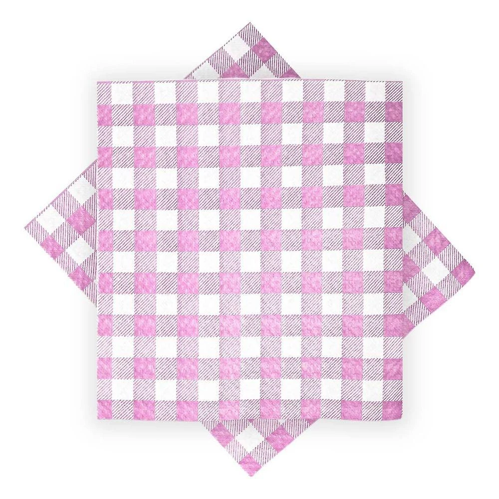 Guardanapo De Papel Xadrez Rosa 30cm X 31cm - 50 Unidades